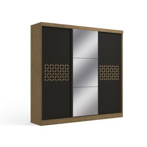 Guarda roupa 3 portas Freijó/Preto Fosco J576 Kappesberg