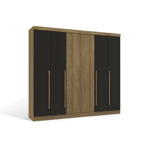 Guarda roupa 6 portas Nogueira/Preto Fosco M562 Kappesberg