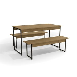 Mesa com 2 Bancos Freijó/Preto Fosco LI013 Kappesberg