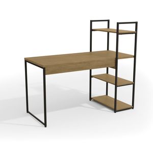 Mesa com 3 prateleiras Crome Industrial Freijó/Preto Fosco LI010 Kappesberg