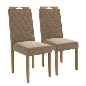 Cadeira Camélia Veludo Bege 2 peças 2CAD152EA Kappesberg