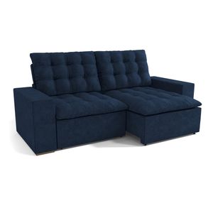 Estofado Tibete 3 Lugares Suede Azul Marinho Kappesberg