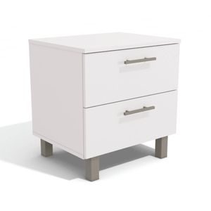 Mesa de Cabeceira 2 Gavetas Montada Branco EX161 Kappesberg