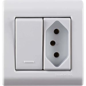 Caixa de sobrepor com 1 Interruptor Simples e 1 Tomada LizFlex Branco 57304/013 Tramontina