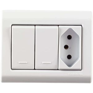 Caixa de sobrepor com 2 Interruptores Simples e 1 Tomada LizFlex Branco 57304/022 Tramontina