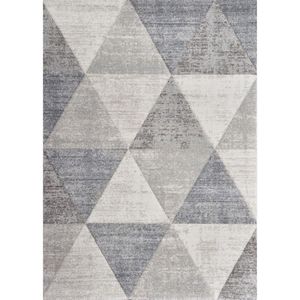 Tapete 150 x 200 cm Fênix Triângulos Cinza Jolitex