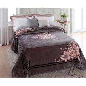 Cobertor Queen Double Palmas Cinza Jolitex