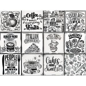 Kit Revestimentos Decorados 12 peças 20 x 20 cm Chef Branco Gabriella