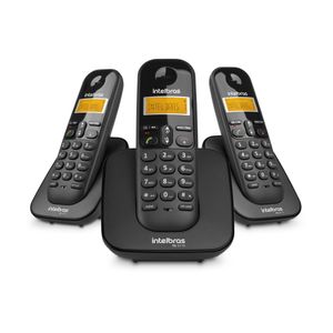 Kit 3 Telefones sem fio Preto TS3113 Intelbras