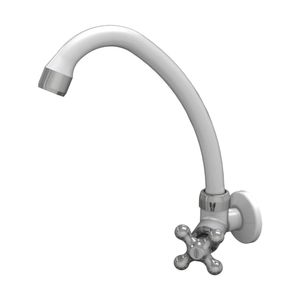 Torneira Cozinha Parede Porto Belo Luxo 1/4 Branco/Cromado 1035 Durin