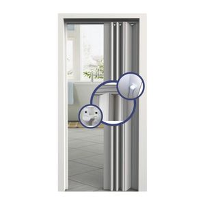 Porta de PVC Sanfonada Cinza 90 x 210 cm Vitesse