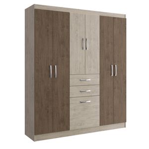 Guarda roupa Cancun 6 portas Fendy/Amêndoa 7000-89 Doripel