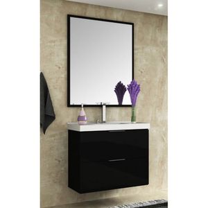 Balcão com Armário Cuba Pietra 80 cm Preto Brilho Bosi Móveis