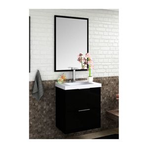 Balcão com Armário Cuba Pietra 60 cm Preto Brilho Bosi Móveis