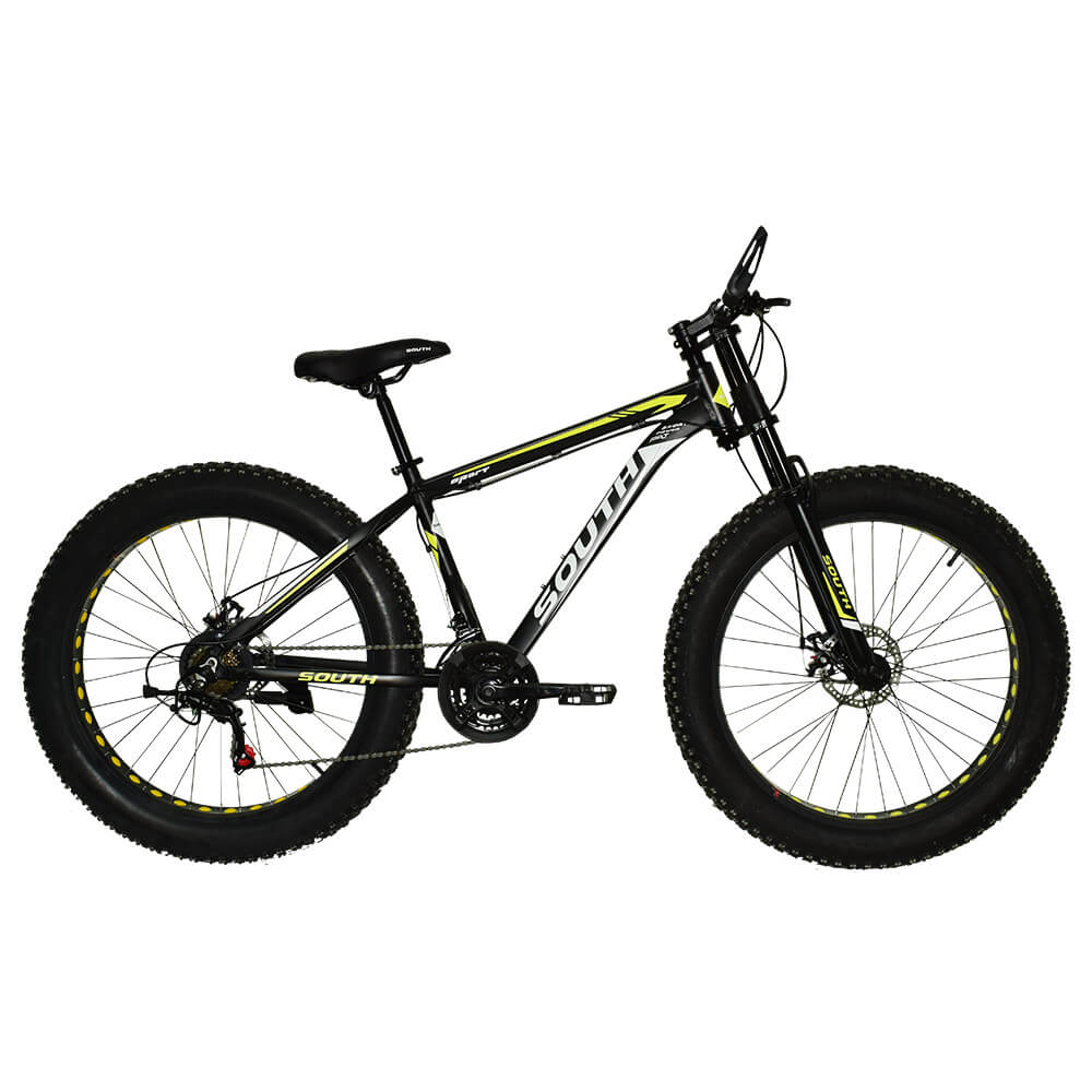 Bicicleta Aro 26 Fat 21 Velocidades Preto/Amarelo South Bike