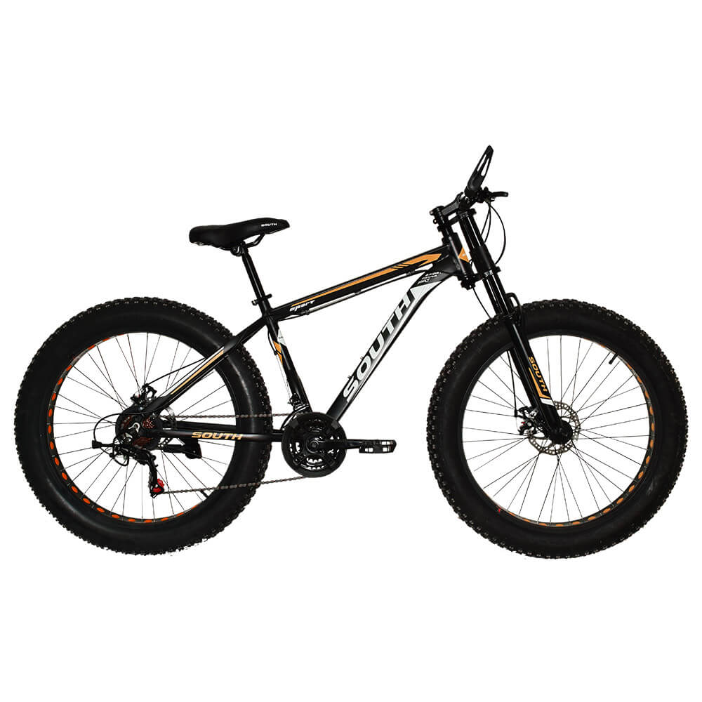 Bicicleta Aro 26 Fat 21 Velocidades Preto/Laranja South Bike