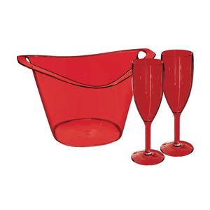 Kit Festa Balde + 2 Taças Vermelho UZ220 UZ Utilidades