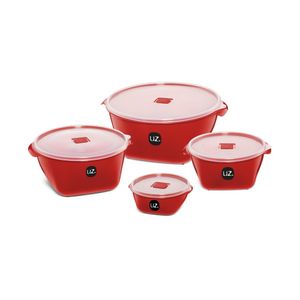 Kit potes 4 peças Premium Vermelho UZ219 UZ Utilidades