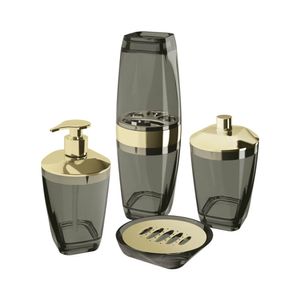 Kit Higiene 4 peças Preto/Dourado UZ532 UZ Utilidades