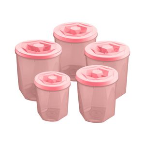 Kit Potes 5 peças Rosa UZ284 UZ Utilidades