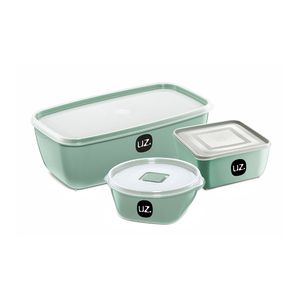 Kit Potes 3 peças Multiuso Verde Menta UZ1890 UZ Utilidades