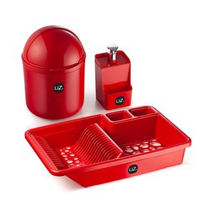 Kit Pia Multiuso 3 peças Vermelho UZ1900 UZ Utilidades