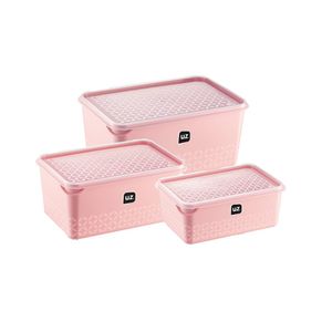Kit Potes 3 peças Multiuso Rosa UZ1910 UZ Utilidades