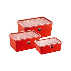 Kit Potes 3 peças Multiuso Vermelho UZ1910 UZ Utilidades