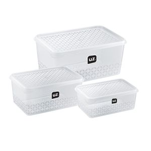 Kit Potes 3 peças Multiuso Transparente UZ1910 UZ Utilidades