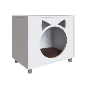 Mesa de Cabeceira Gato Branco PET001 Completa Móveis