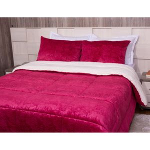 Edredom Casal Plush Rosa Prediletto