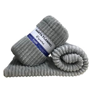 Manta Casal Flannel Cinza Prediletto