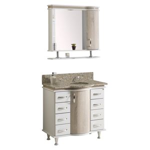 Balcão com Armário Cuba Azaléia 81 cm Branco/Vanilla 820 Móveis Trex
