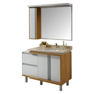 Balcão com Armário Cuba Susan 105 cm Branco/Cumaru 1050 Móveis Trex