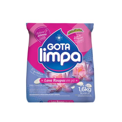 Lava roupas em pó Equilibrio 1,6kg Gota Limpa