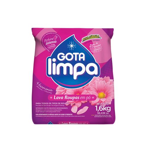 Lava roupas em pó Harmonia 1,6kg Gota Limpa