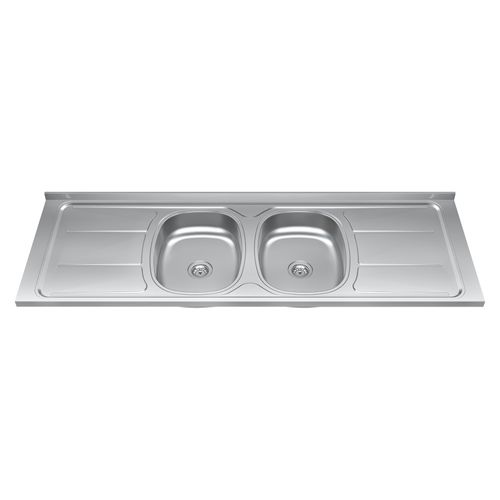 Pia Plus 30 Inox Cuba Dupla 160 x 53 cm com Válvula 10.01.31632 GhelPlus
