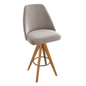 Banqueta Alta Zoe Veludo Cinza 1B001CA Kappesberg