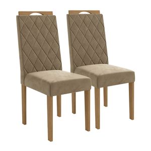 Cadeira Veludo Bege 2 peças 2CAD153EA Kappesberg