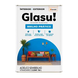 Tinta Brilho Prático Acrílico Semibrilho Glasu! Branco Neve Lata 18L Suvinil