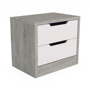 Mesa de Cabeceira 2 Gavetas Cinza Volcano/Branco EX822 Kappesberg