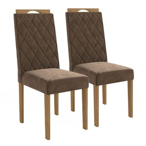 Cadeira Camélia Veludo Marrom 2 peças 2CAD152EA Kappesberg
