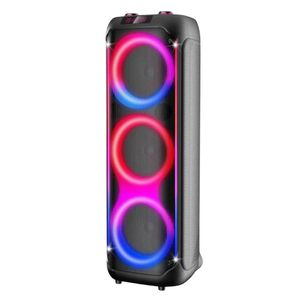 Caixa de Som LED Amplificada 1800W FS-383 + 2 Microfones 5597 F-Sound
