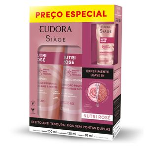 Kit Shampoo + Condicionador + Leave-In Nutri Rosé 3 peças 8835 Eudora Siàge