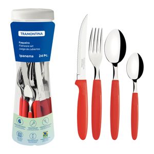 Faqueiro com Pote Ipanema 24 peças Vermelho 23399/791 Tramontina