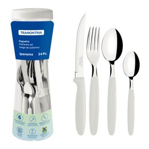 Faqueiro com Pote Ipanema 24 peças Branco 23399/891 Tramontina