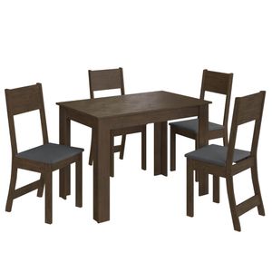 Conjunto Mesa e Cadeiras Atlanta 5 peças Noce/Grafite Indékes