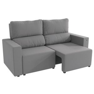 Estofado Leon 3 Lugares Suede Cinza Titânio Kappesberg