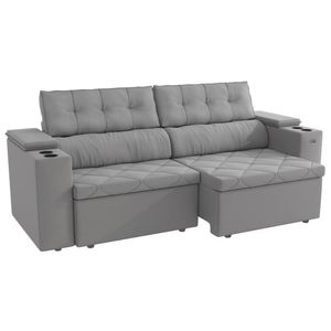 Estofado Otto 4 Lugares Suede Cinza Titânio Kappesberg