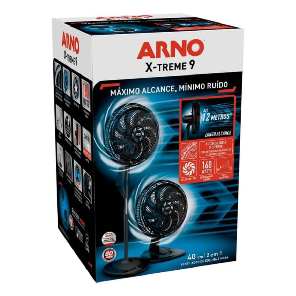 Ventilador 40cm 2 em 1 Mesa/Coluna X-Treme 9 Preto 220V VE9M